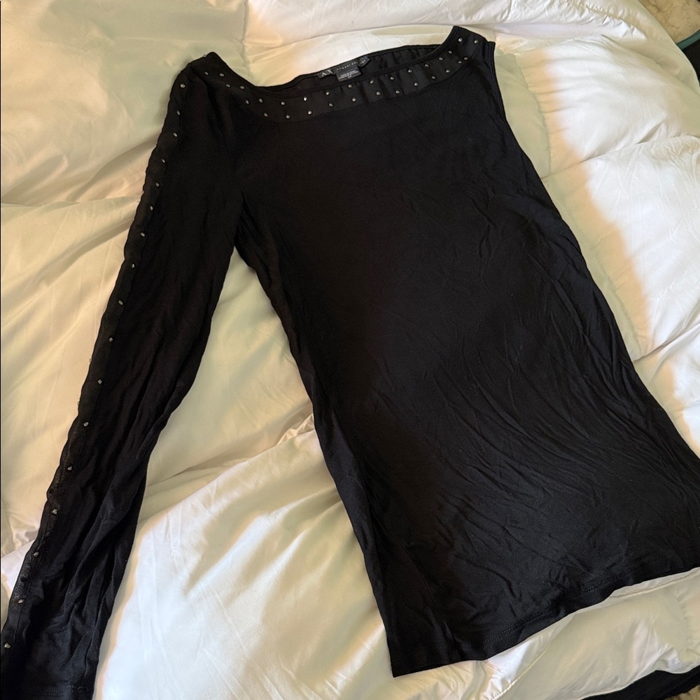 Armani Exchange Black Studded Boatneck Top